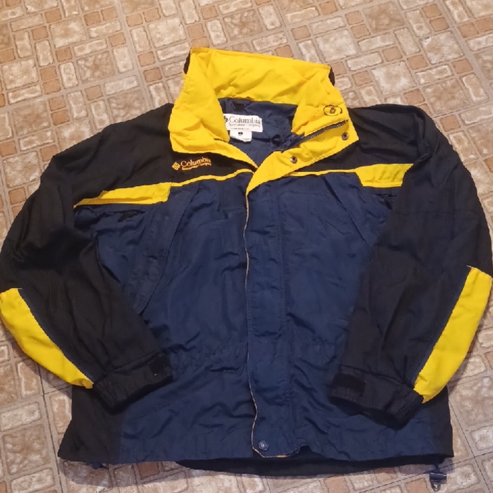 Columbia Navy and Yellow Outdoor Jacket Men's Size Large